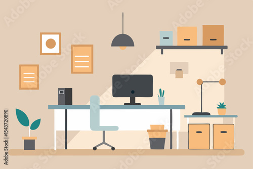 A vector illustration of a furniture set for a home interior, featuring a collection of chairs, sofas, and desks