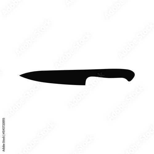 Black chefs knife silhouette kitchen utensil cooking tool sharp blade culinary icon vector illustration