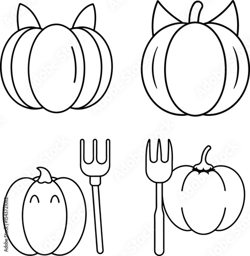 Classic Pumpkin Expressions with Jack O Lantern Faces Line Art Bundle Set 23