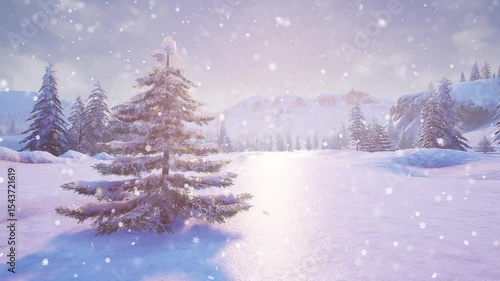 Wallpaper Mural Enchanting Snowy Winter Forest in Tranquil Animated Loop Torontodigital.ca
