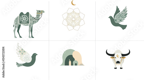 set of islamic 1 muharram symbol 