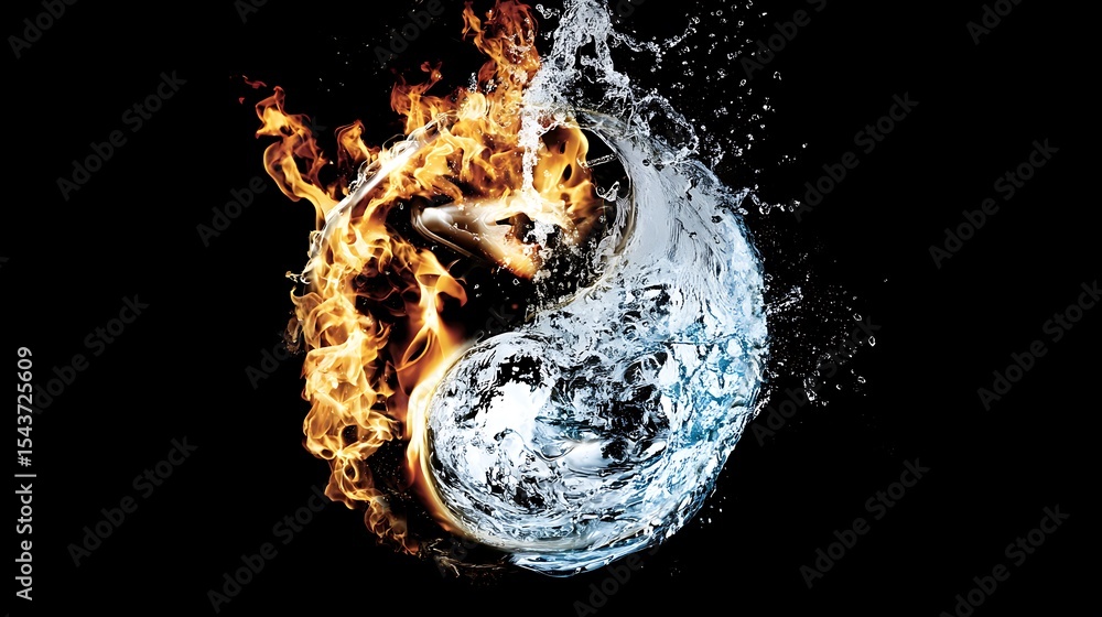 Obraz premium Yin and yang, fire and water