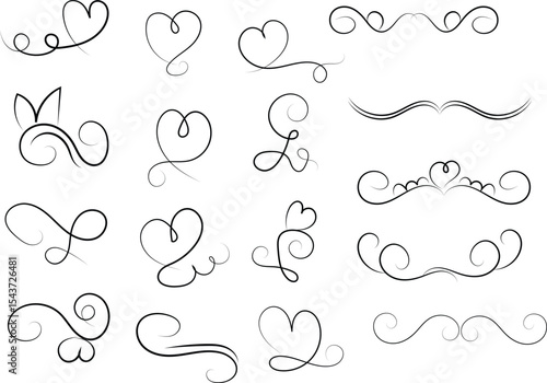 Elegant Swirls and Hearts Vector Design Elements for Valentine s Day