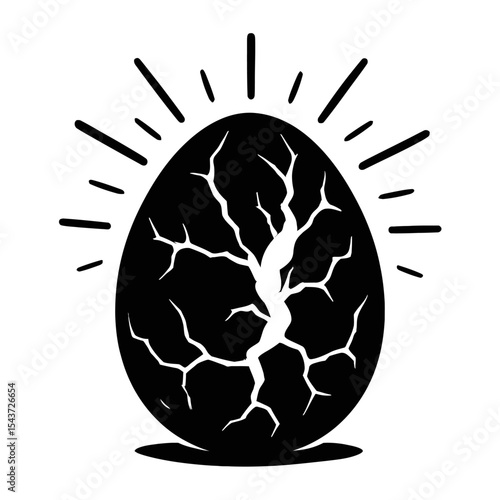 Cracked and Glowing Egg Vector - Symbol of Birth, Growth, and New Beginnings