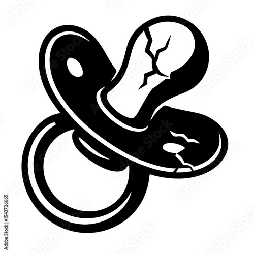 Broken Baby Pacifier Vector Illustration - Symbol of Distress and Unmet Needs in Childhood