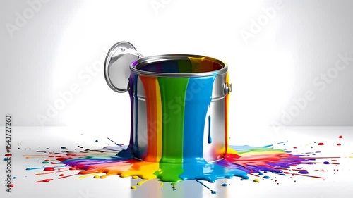 Colorful Paint Splashes From Metal Can