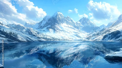 Wallpaper Mural Snowy mountain range reflecting in a calm lake Torontodigital.ca
