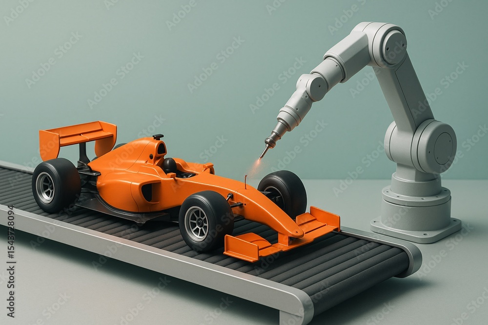 Fototapeta premium Precision in Detailing a Formula 1 Model Showcasing the Artistry of the Automotive Industry