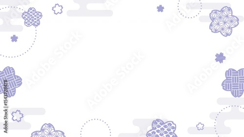 Blue Sakura Rotating Frame on White Background – Japanese 4K Animation (Loop, 10s, MOV)