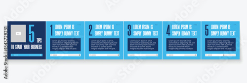 Instagram carousel template layout design for five tips sharing on social media. Linkedin carousel banner design vector template	
