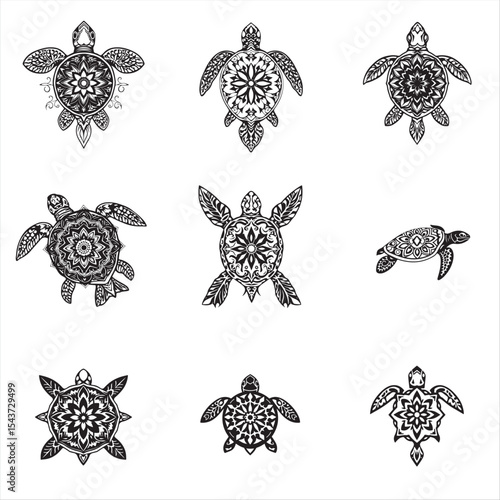 set of Mandala turtle