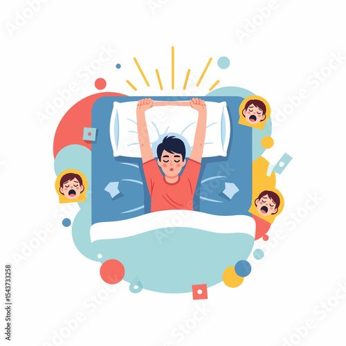 Man Sleeping in Bed with Nightmares and Night Terrors