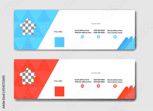 Vector Email Signature Template – Professional Modern Red and Yellow Design