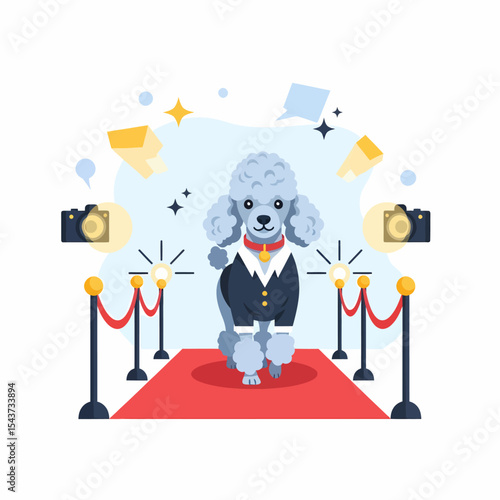 Fashionable Poodle on Red Carpet Dog Celebrity Vector Image