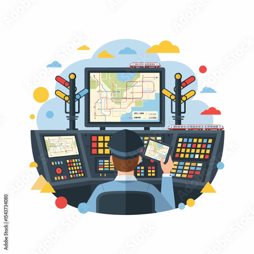Subway Control Room Monitoring Train System Operation Management