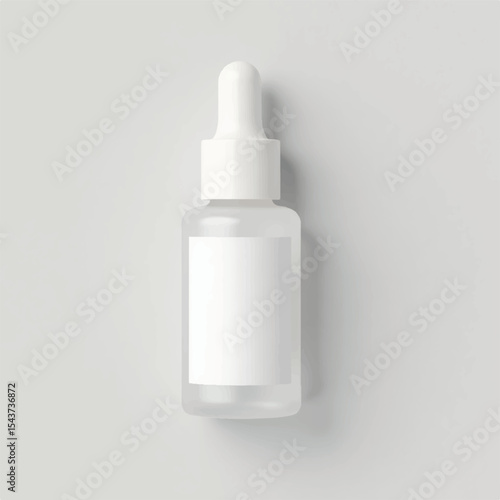 Dropper Bottle 3D Rendering White Blank Mockup,3d illustration of glass bottles unlabeled with dropper cap on rock with light background. Scene for advertising cosmetic,mockup for serum product,rock,