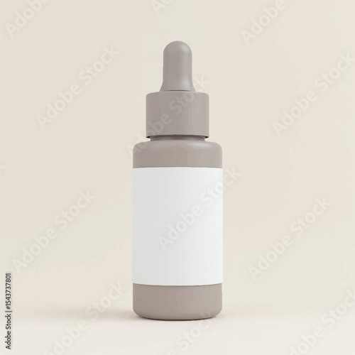 Dropper Bottle 3D Rendering White Blank Mockup,3d illustration of glass bottles unlabeled with dropper cap on rock with light background. Scene for advertising cosmetic,mockup for serum product,rock,