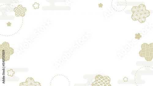 Muted Gold Sakura Frame on White Background – Elegant Japanese Looping Animation (4K, 10s, MOV)