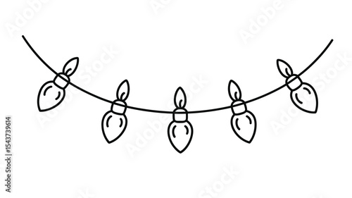 Simple line drawing of christmas lights garland