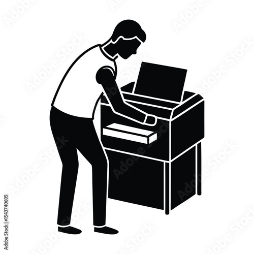Fixing printer silhouette illustration