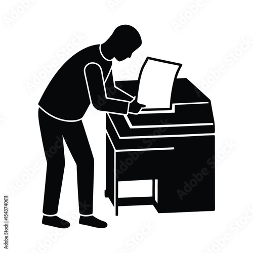 Fixing printer silhouette illustration