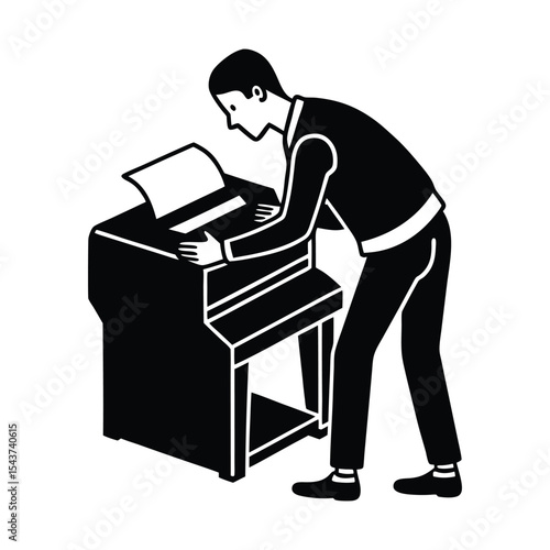 Fixing printer silhouette illustration
