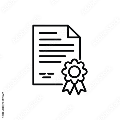 Award certificate document icon line art
