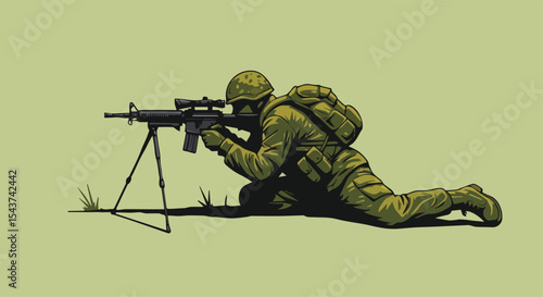 Sniper Soldier in Prone Position
