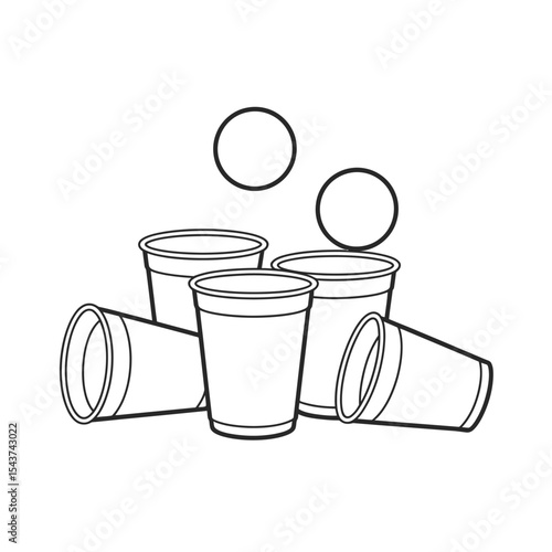 Beer Pong Game Illustration Cups and Balls