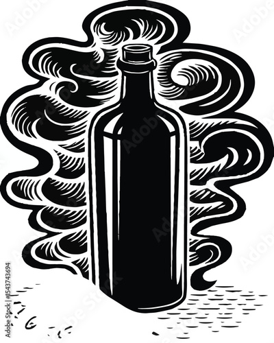 Elegant red wine bottle with a blank label, isolated on a dark background, perfect for a bar or restaurant setting