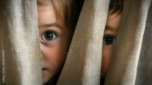 Children peeking through curtains (1)