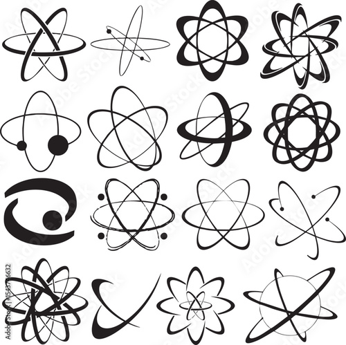 Atomic Orbitals Vector Set Bohr & Quantum Models, Electron Paths, Shells EPS