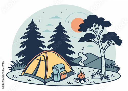 camping vector  illustration