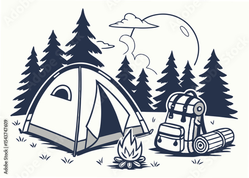 camping vector  illustration