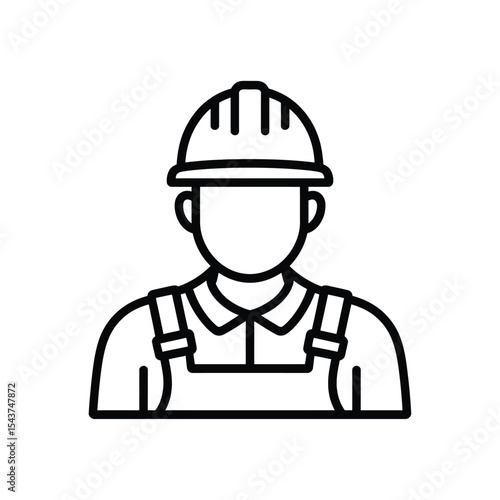 Construction worker icon line art illustration