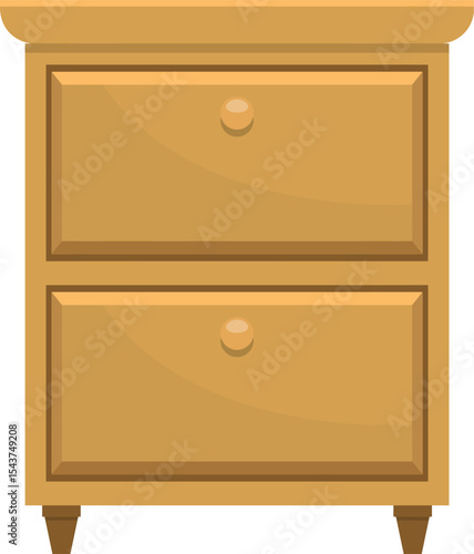 Wooden Nightstand: A classic wooden nightstand with two drawers, perfect for a bedroom setting, combining both functionality and understated elegance.