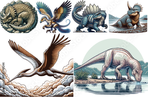 Dinosaurs Vector Collection Set Resizable, Printable, Editable Clipart for Kids & Education