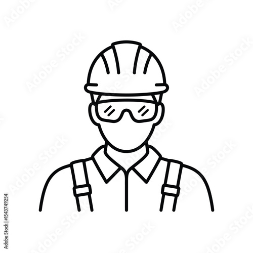 Construction worker icon line art safety gear