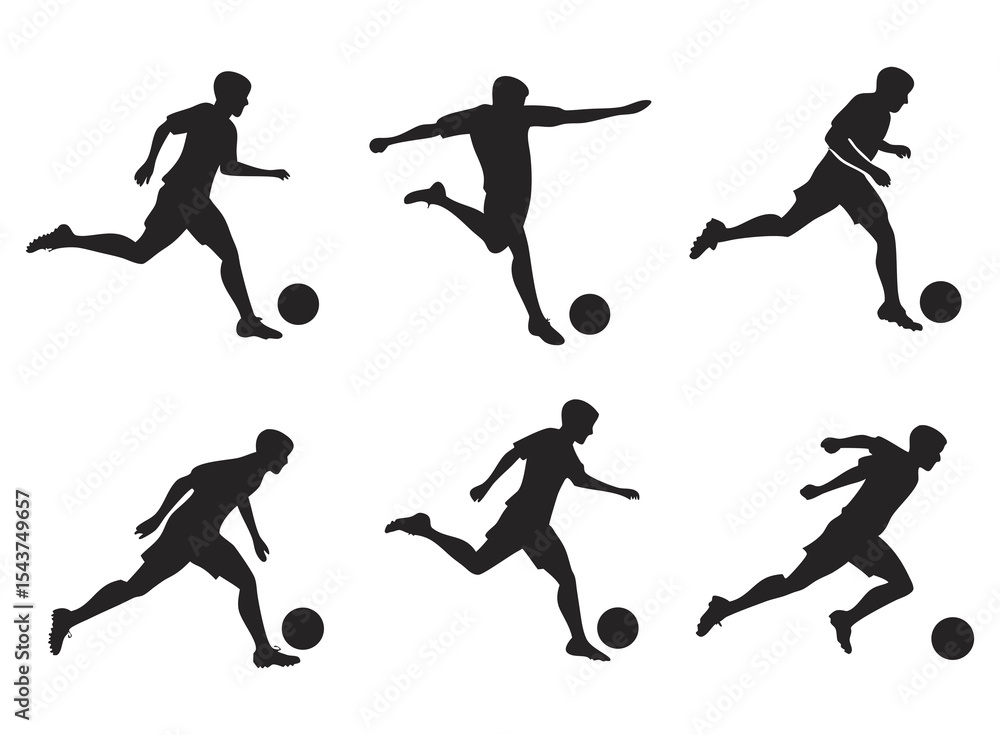 custom made wallpaper toronto digitalA big collection of Dynamic Soccer Player Silhouettes in Action Kicking Running and Jumping with the Ball. football players people playing football soccer
