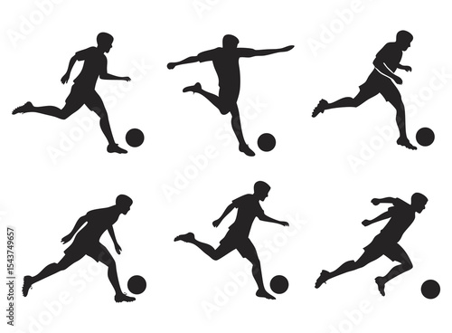 Wallpaper Mural A big collection of  Dynamic Soccer Player Silhouettes in Action Kicking Running and Jumping with the Ball. football players people playing football soccer  Torontodigital.ca