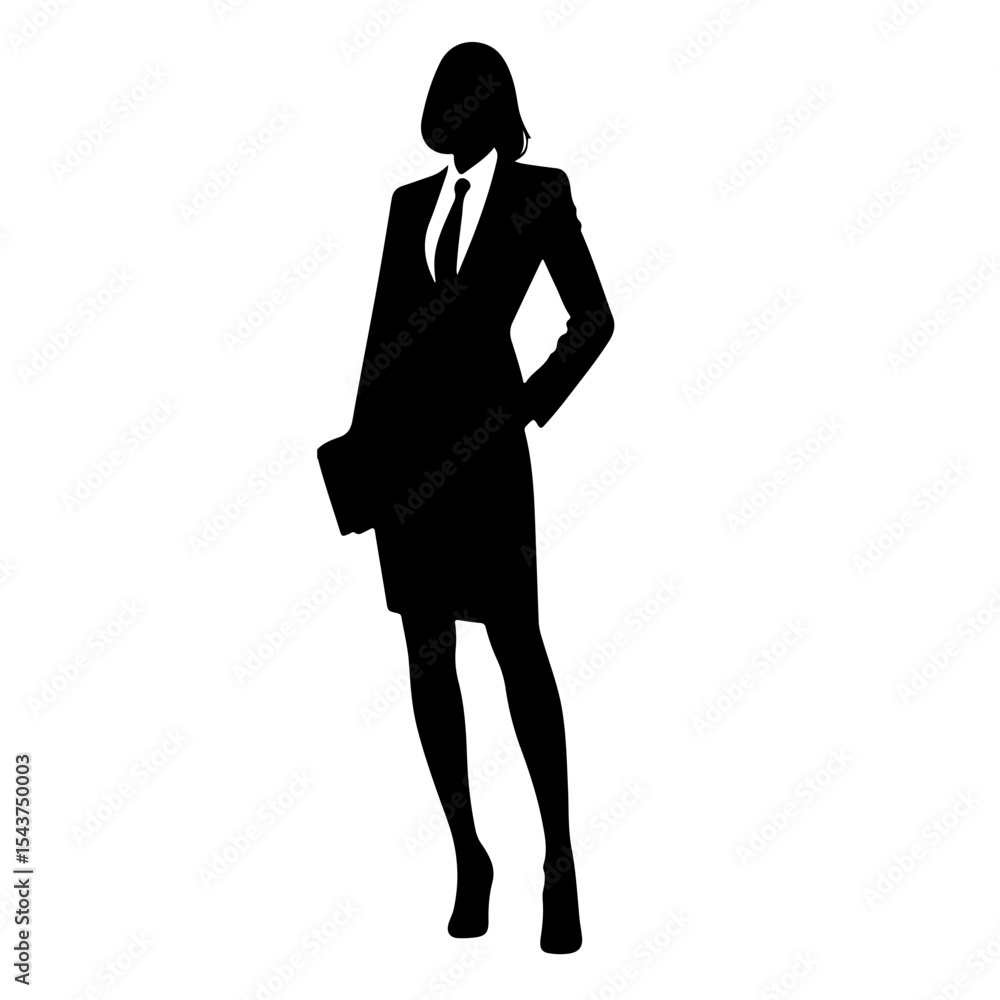 Fototapeta premium Silhouette of a businesswoman in a suit, vector illustration
