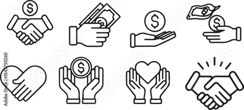 marketing partnership agrrement donation dollar handshake icon