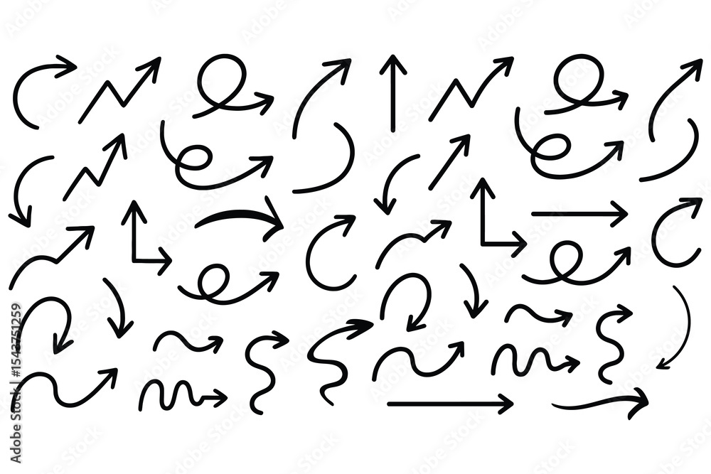 Hand drawn arrow collection isolated on white background Hand drawn arrow collection isolated on white background