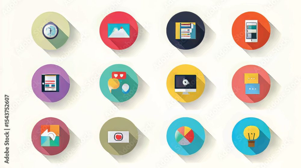 Vibrant Flat Design Vector Icons for User Interface and Web Applications Vibrant Flat Design Vector Icons for User Interface and Web Applications