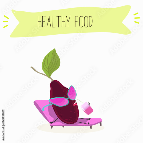 Cherry, fruit, dogwood, cornelian, cornus, funny cheerful characters. Vector hand drawn  illistration.