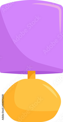 Artistic Lamp Illustration: A simple and striking illustration of a modern table lamp, featuring a vibrant purple lampshade and a gold base, perfect for adding a touch of elegance to any design.