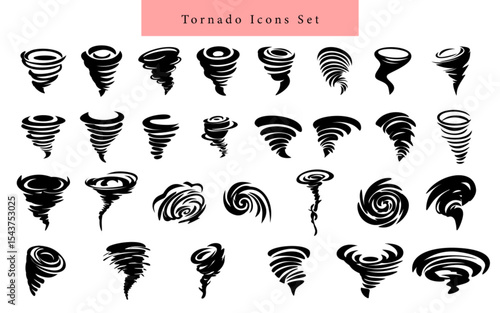 Tornado storm icon simple set silhouette hand drawn