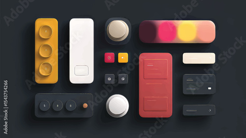 Modern Flat Lay User Interface: Minimalistic Icon Set & Color Palette