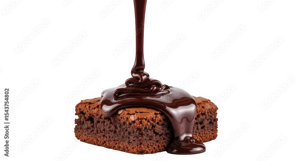 Obraz premium Delicious Chocolate Brownie with Dark Chocolate Sauce PNG For Food Blogging