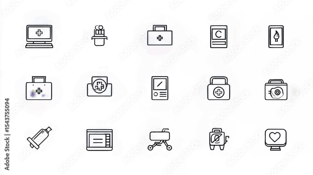 Minimalistic Line Art Icon Set: Technology, Travel, Business & Creative Tools Minimalistic Line Art Icon Set: Technology, Travel, Business & Creative Tools